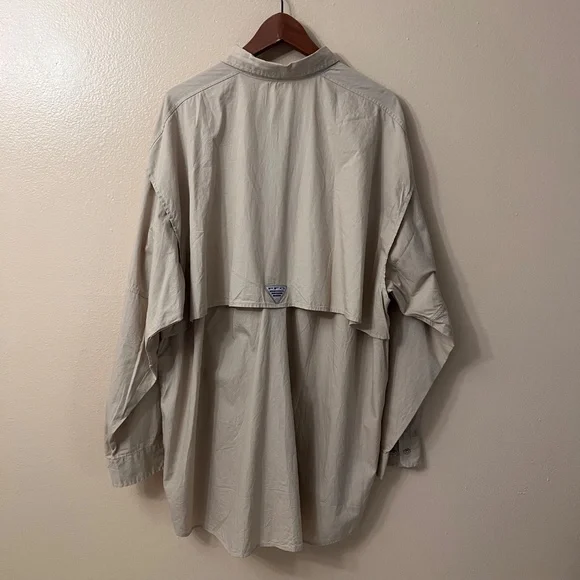Columbia Men's PFG Sportswear Khaki Button Down Shirt Fishing Lightweight Sz 2XL - Picture 2 of 11